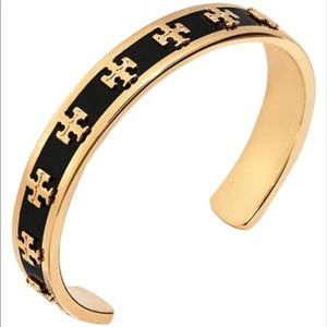 Tory Burch Logo Bangle Bracelet Black